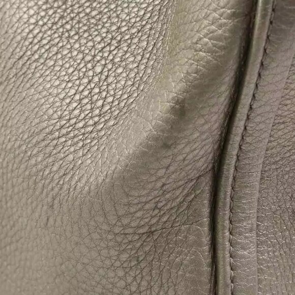 Auth GUCCI Soho Handbag Shoulder Bag Metallic Greige Leather/Goldtone - Picture 8 of 15